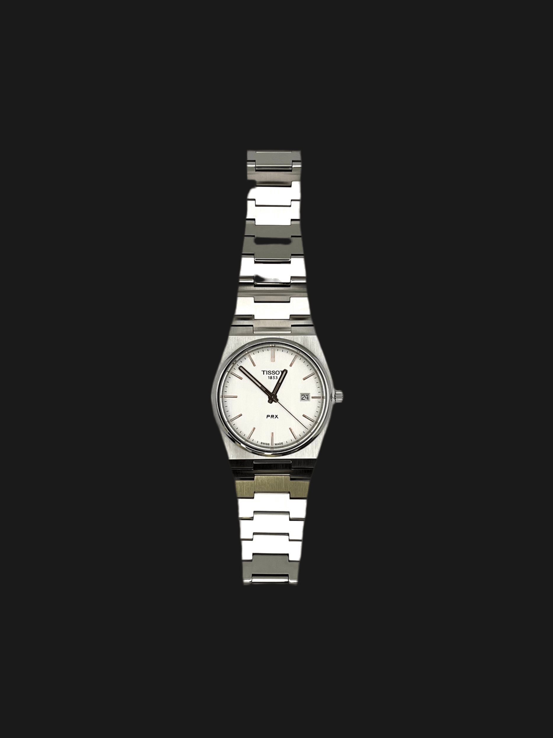 Tissot PRX Quartz T137.410.11.031.00 40mm stainless steel men’s watch with silver dial, date display, sapphire crystal, and 100m water resistance