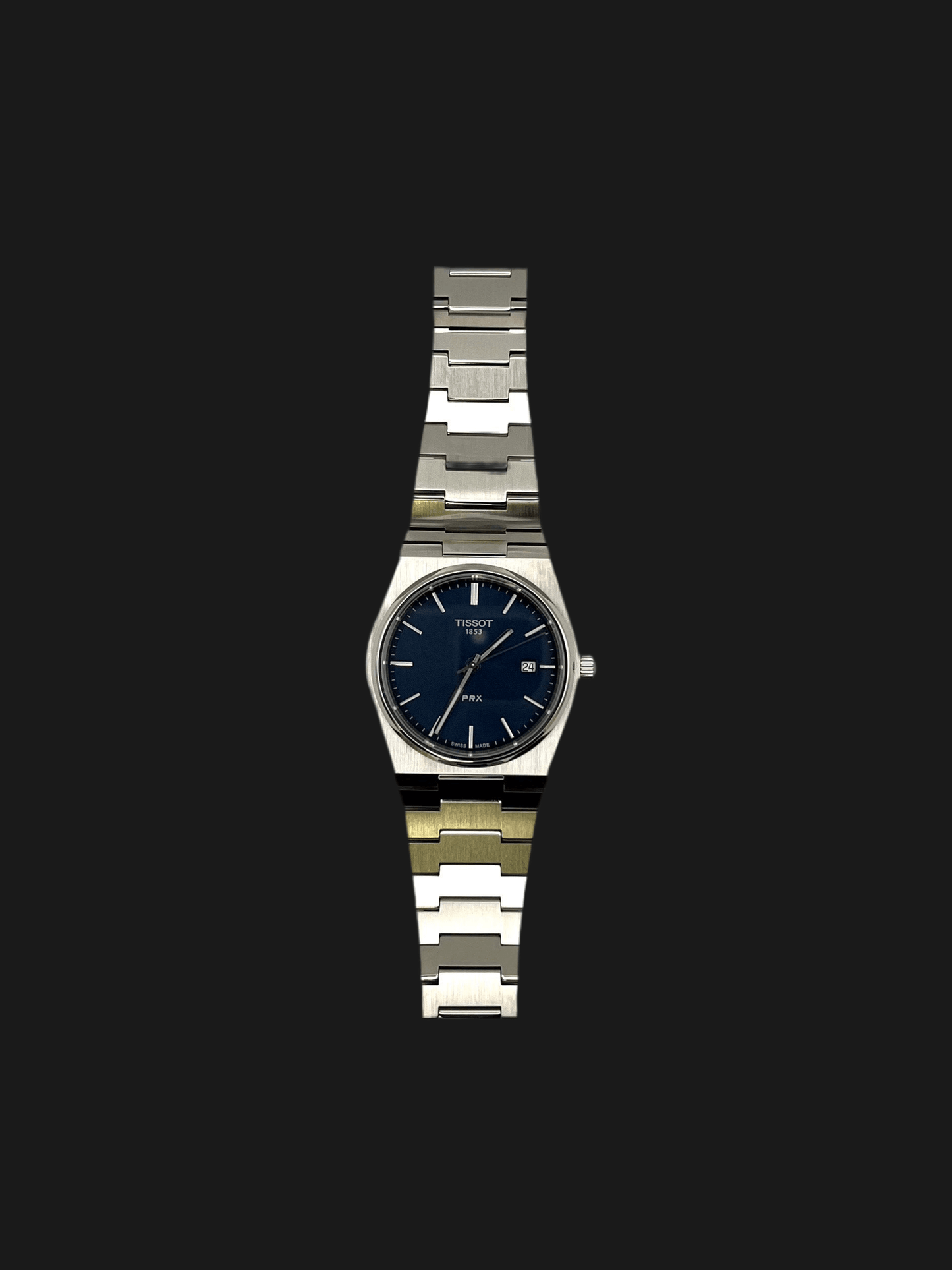 Tissot PRX Quartz T137.410.11.051.00 40mm stainless steel men’s watch with black dial, date display, sapphire crystal, and 100m water resistance